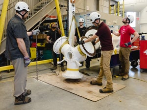 wind turbine students in a training session
